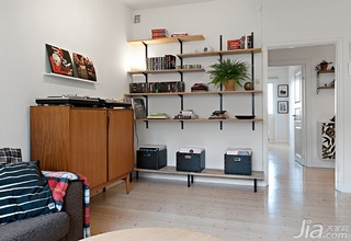 北欧风格公寓经济型40平米客厅书架效果图