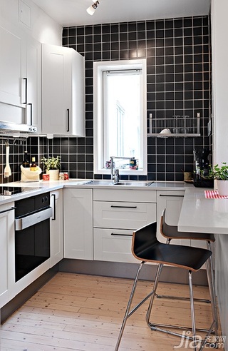 北欧风格公寓简洁黑白经济型40平米厨房橱柜安装图