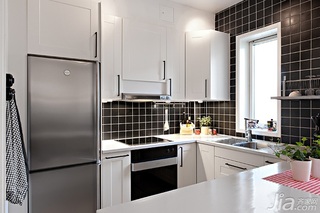 北欧风格公寓简洁黑白经济型40平米厨房橱柜图片