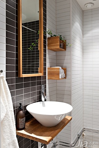 北欧风格公寓黑白经济型40平米卫生间洗手台图片