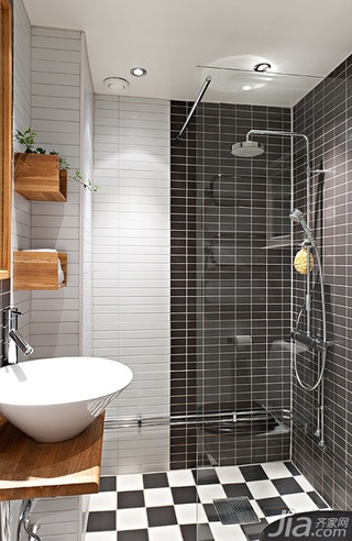 北欧风格公寓黑白经济型40平米卫生间洗手台图片