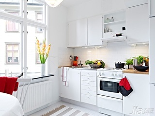北欧风格公寓白色经济型厨房橱柜定制