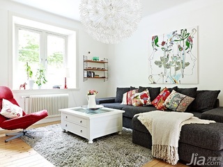 北欧风格公寓经济型50平米客厅背景墙沙发效果图