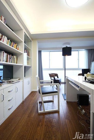 简约风格三居室简洁白色富裕型书房灯具效果图