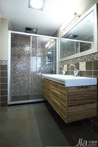 简约风格三居室富裕型卫生间背景墙洗手台效果图
