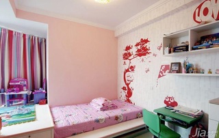 简约风格二居室可爱粉色富裕型儿童房床效果图