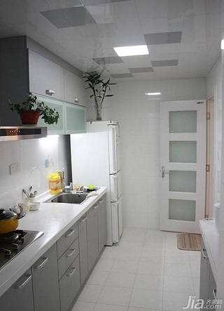 简约风格二居室简洁白色富裕型厨房灯具婚房家装图