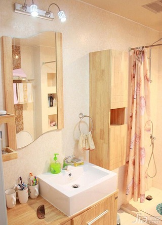 简约风格二居室富裕型卫生间背景墙洗手台婚房家居图片