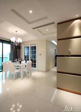 简约风格三居室简洁白色富裕型140平米以上餐厅窗帘效果图