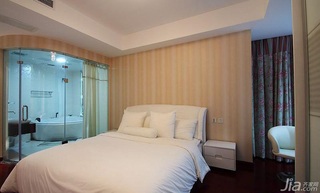 简约风格三居室简洁白色富裕型140平米以上卧室床图片