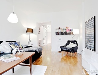 北欧风格公寓经济型客厅书架效果图