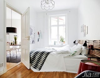 北欧风格公寓白色经济型卧室床效果图