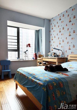 简约风格三居室可爱富裕型140平米以上儿童房床图片