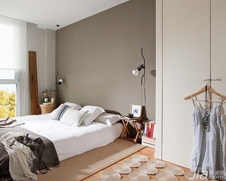 北欧风格别墅白色富裕型140平米以上卧室床图片