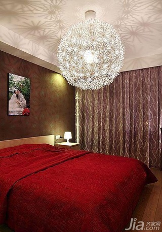宜家风格二居室浪漫红色富裕型卧室卧室背景墙床效果图