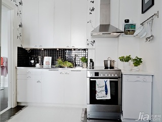 北欧风格公寓实用白色经济型厨房橱柜效果图
