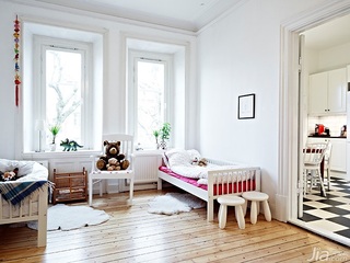 欧式风格公寓90平米儿童房床图片