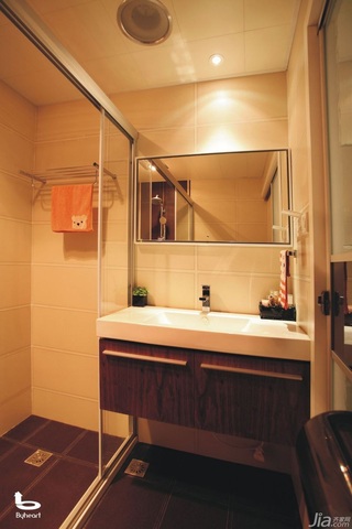 简约风格三居室富裕型卫生间背景墙洗手台图片