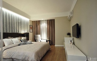 简约风格三居室简洁富裕型卧室电视背景墙床效果图