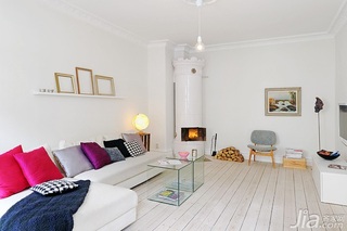 北欧风格公寓白色经济型60平米客厅沙发效果图