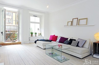 北欧风格公寓白色经济型60平米客厅沙发图片