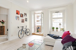 北欧风格公寓白色经济型60平米客厅沙发图片