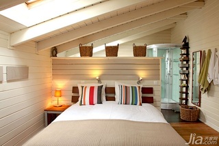 简约风格别墅原木色富裕型卧室床图片