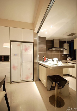简约风格三居室简洁富裕型厨房吧台橱柜定制