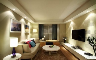 简约风格二居室简洁富裕型客厅地台沙发效果图