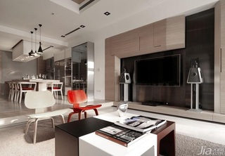 简约风格复式简洁富裕型客厅电视背景墙茶几图片
