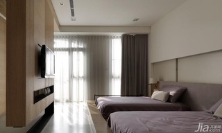 简约风格复式简洁富裕型卧室电视背景墙床效果图
