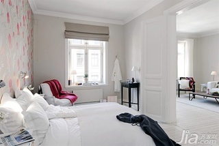 北欧风格公寓白色经济型70平米卧室床效果图
