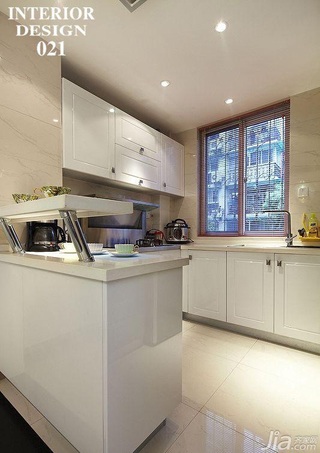 简约风格二居室简洁白色富裕型厨房橱柜设计图纸