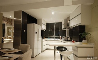 简约风格三居室简洁白色富裕型厨房吧台橱柜图片