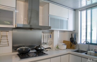 简约风格三居室简洁白色富裕型厨房橱柜订做