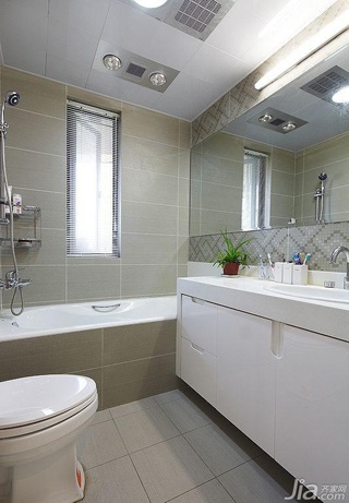 简约风格三居室简洁白色富裕型卫生间背景墙洗手台效果图