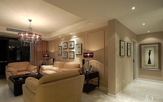 简欧风格三居室简洁富裕型客厅沙发背景墙沙发效果图