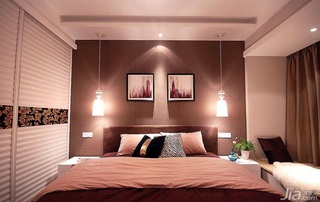 简约风格二居室简洁富裕型卧室卧室背景墙床头柜婚房家装图片