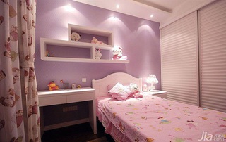 简约风格二居室可爱粉色富裕型儿童房卧室背景墙床婚房设计图纸
