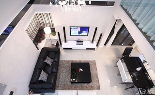 简约风格复式简洁富裕型客厅电视背景墙沙发图片