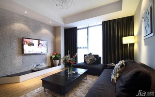 简约风格二居室简洁黑色富裕型客厅电视背景墙沙发效果图