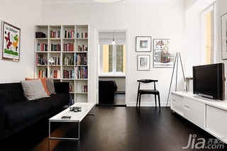 北欧风格公寓简洁黑白经济型40平米客厅沙发图片