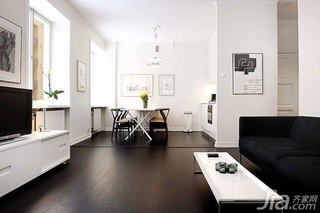 北欧风格公寓简洁黑白经济型40平米客厅茶几效果图