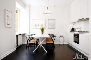 北欧风格公寓简洁黑白经济型40平米餐厅餐桌效果图