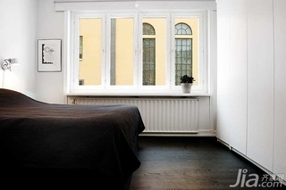 北欧风格公寓黑白经济型40平米卧室床效果图