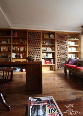 简约风格复式原木色富裕型书房书架效果图