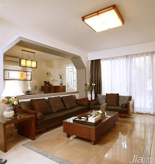 中式风格复式富裕型客厅沙发效果图