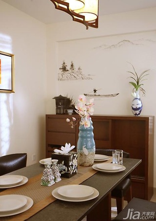 中式风格复式富裕型餐厅餐桌图片