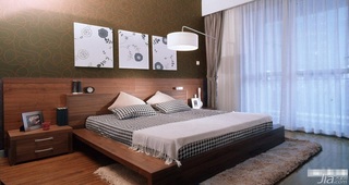 混搭风格三居室民族风富裕型卧室卧室背景墙床图片