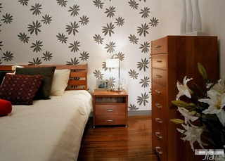 混搭风格三居室简洁富裕型卧室床图片